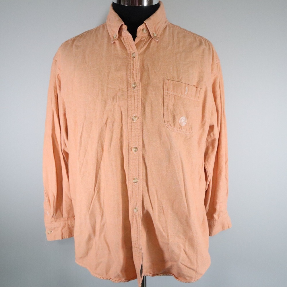 Wrangler 20X Shirt Top Womens 2XL XXL Casual Pocket Button‎ Up Peach Long Sleeve